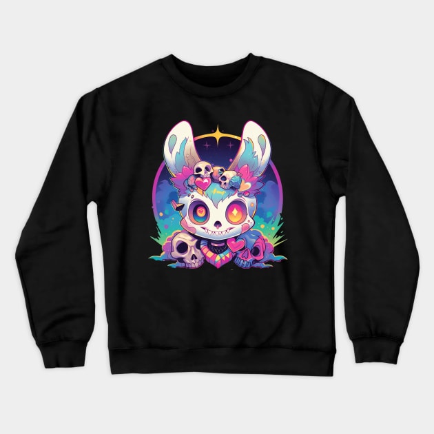 Skull bunny Crewneck Sweatshirt by MikeyMeta